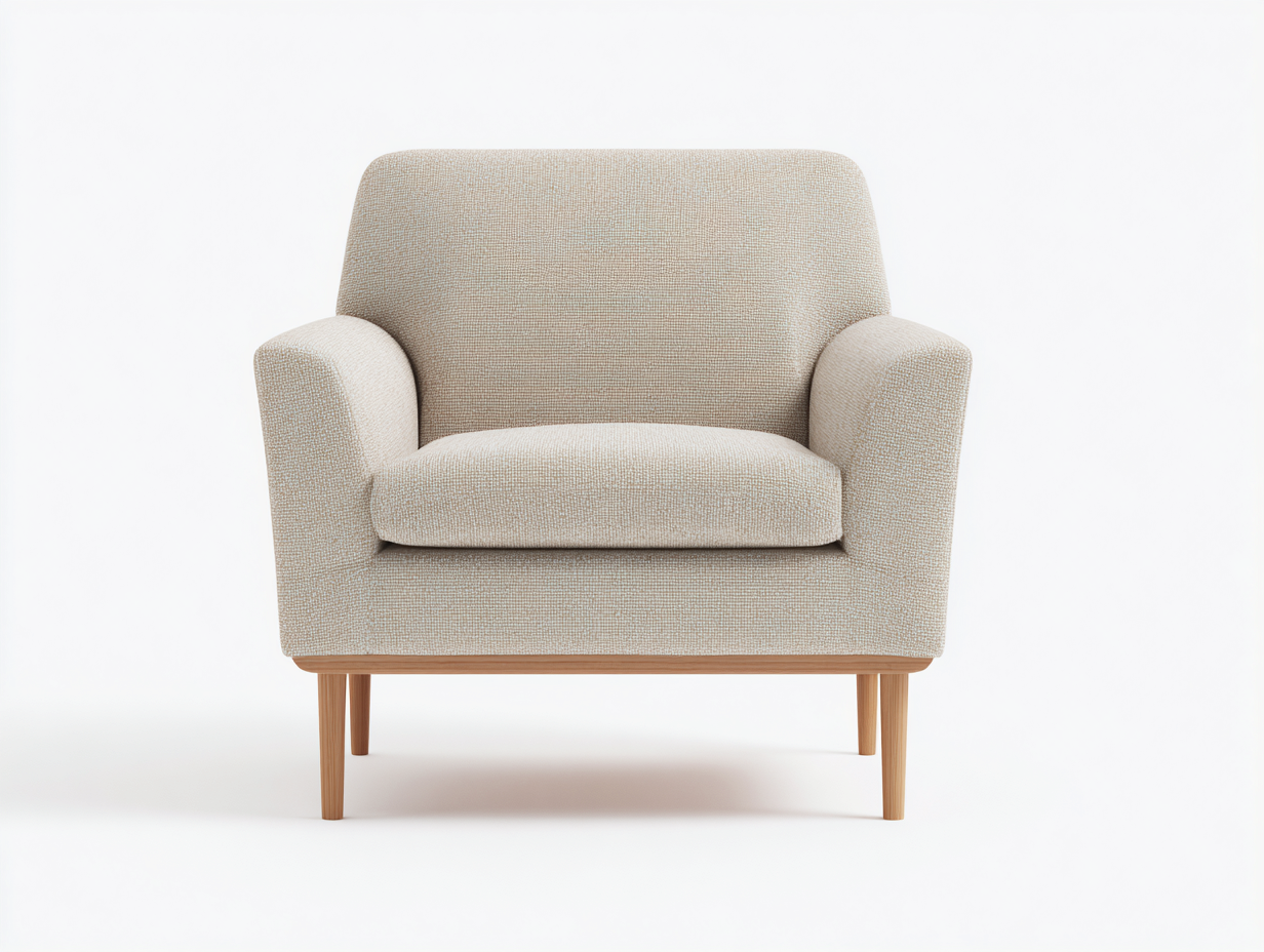 Fauteuil en tissu - tissu-bois - 74x76x82 cm - beige - style moderne-Nestuphub