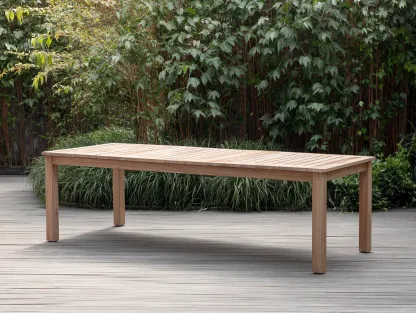Table de jardin - bois - 210x90x75 cm - marron clair - style naturel-Nestuphub