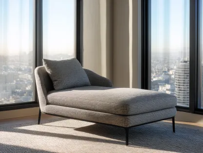 Chaise longue - métal-tissu - 173x77x74 cm - gris clair - design contemporain-Nestuphub