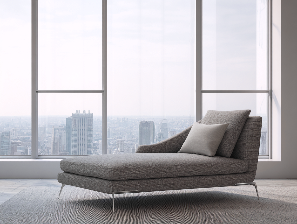 Chaise longue - métal-tissu - 176x78x73 cm - gris clair - design contemporain urbain-Nestuphub