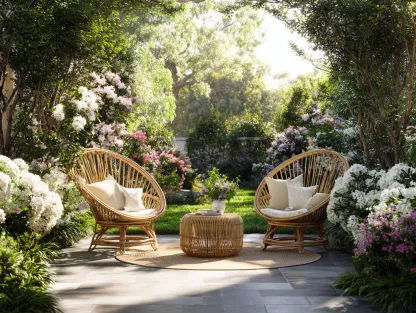 Salon de jardin-Rotan naturel-Bois-78x82x85 cm-Naturel-Style bohème-Nestuphub