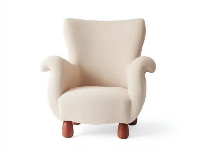 Fauteuil en tissu - tissu-bois - 76x72x90 cm - beige - style classique-Nestuphub
