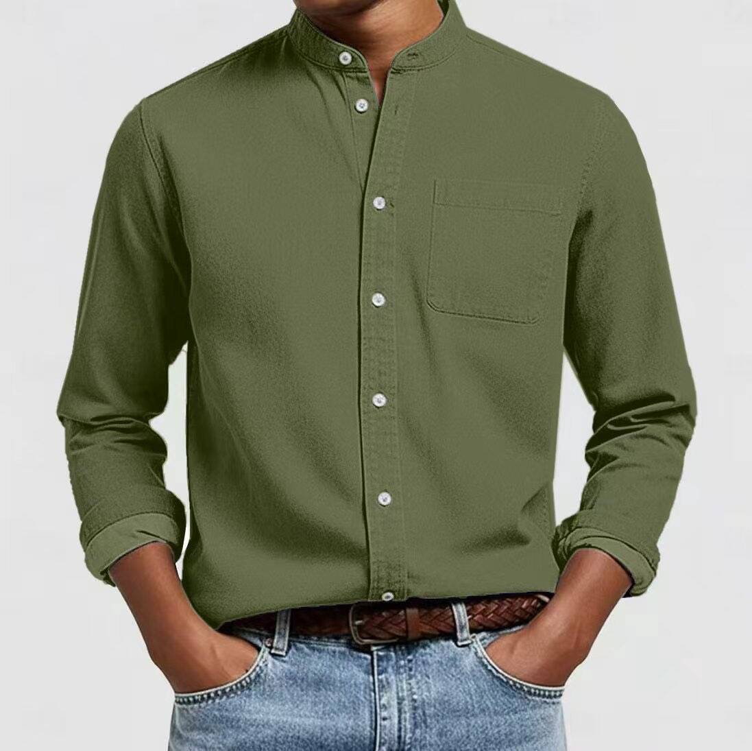 100 % algodão – Camisa masculina confortável para o dia a dia, camisa clássica com bolso no peito