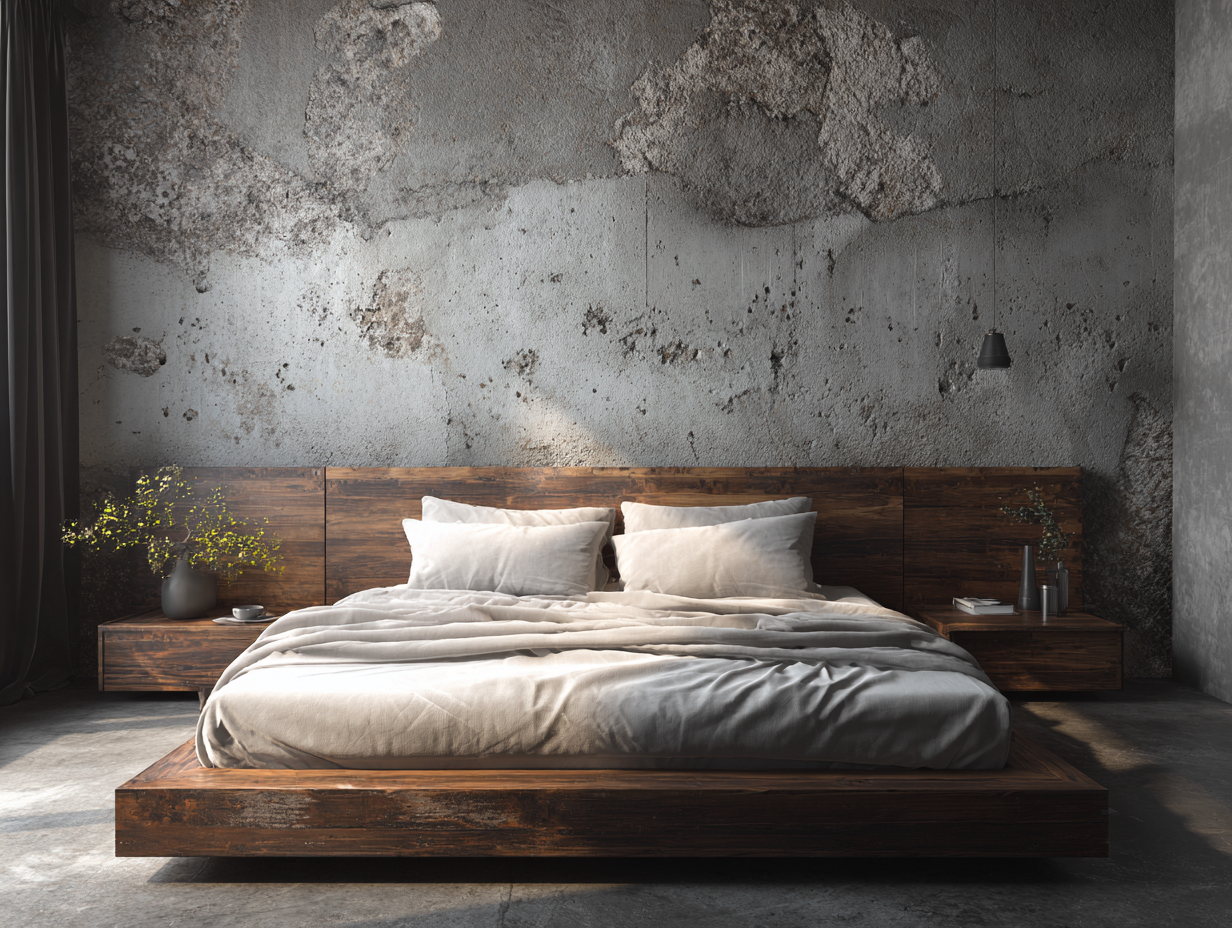 Lit double-cadre de lit-bois massif-215x175x96 cm-marron foncé-style industriel-Sofagopad