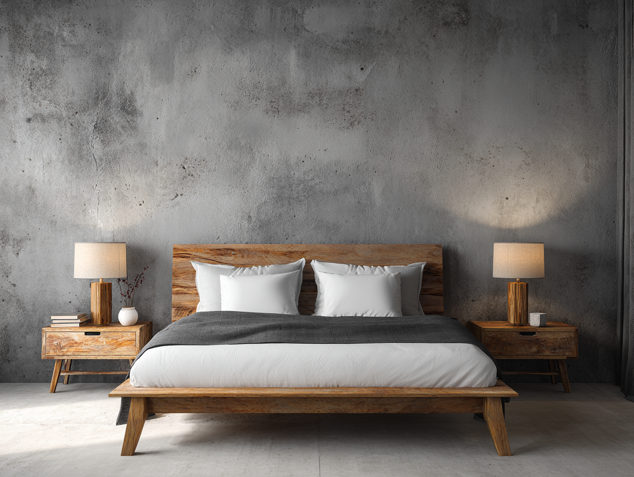 Lit double-cadre de lit-bois massif-205x165x90 cm-marron naturel-style contemporain-Sofagopad