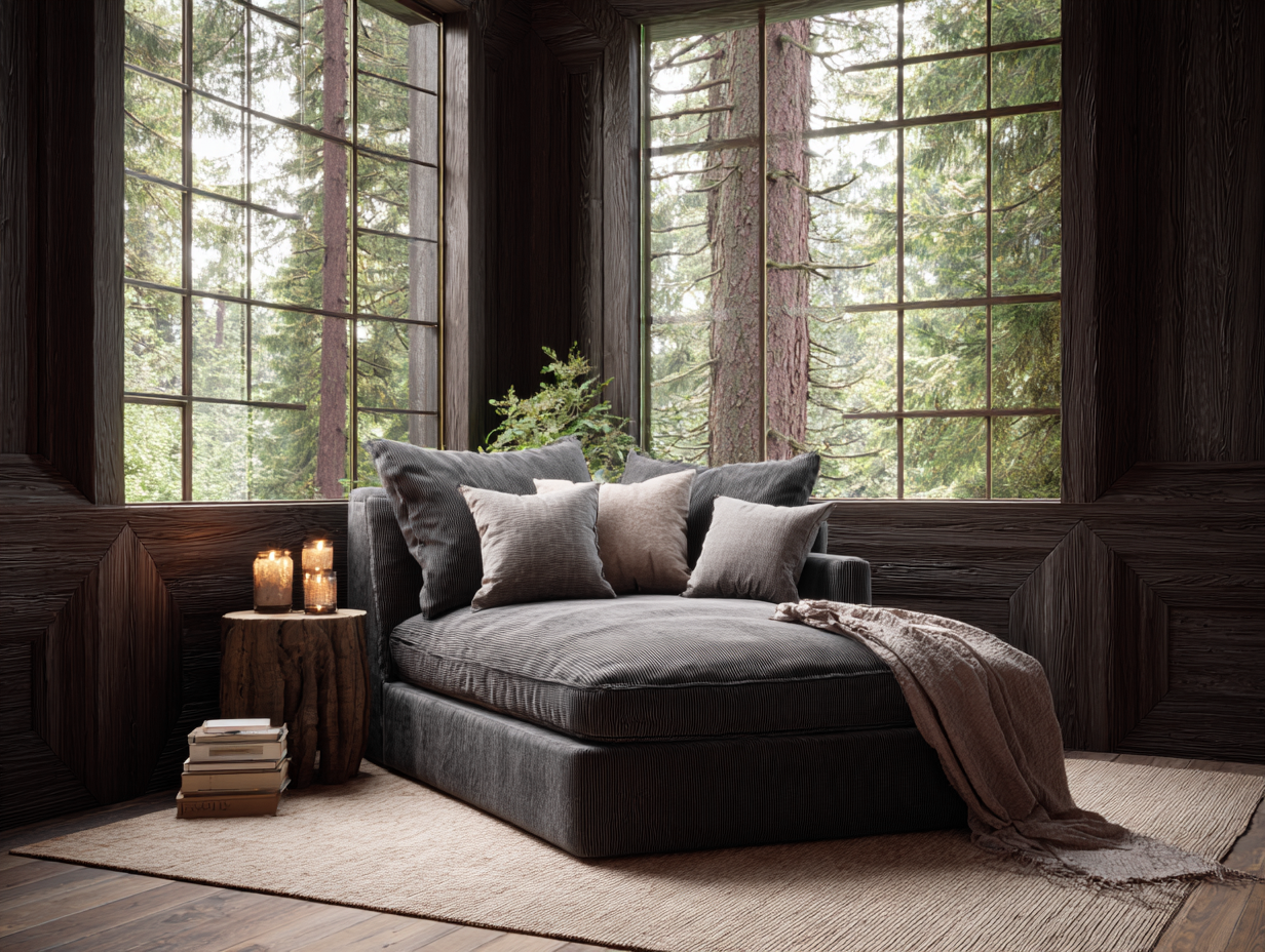 Chaise longue - tissu - 175x85x76 cm - gris foncé - style naturel contemporain-Sofagopad