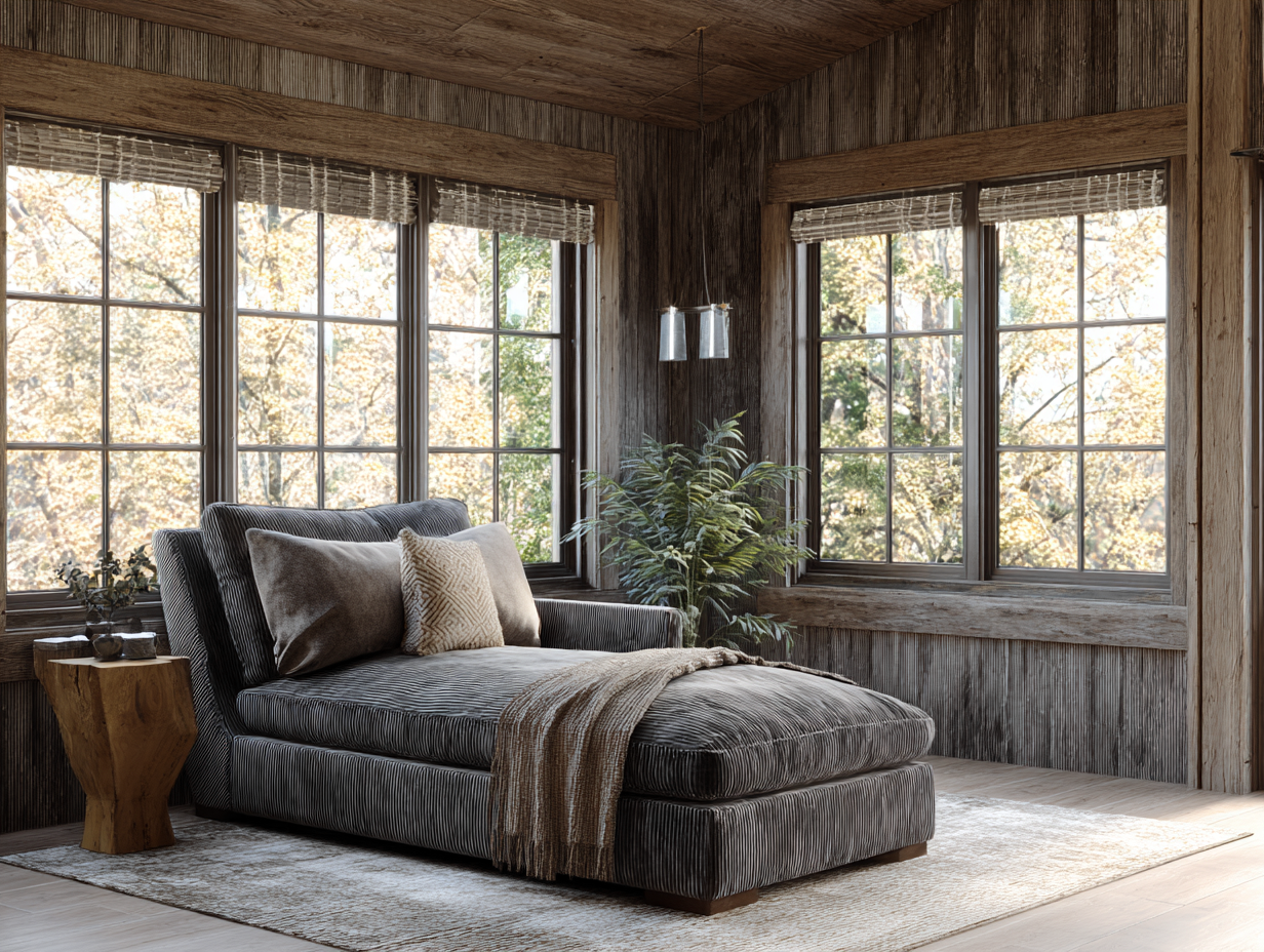 Chaise longue - tissu - 168x78x73 cm - gris foncé - style rustique moderne-Sofagopad