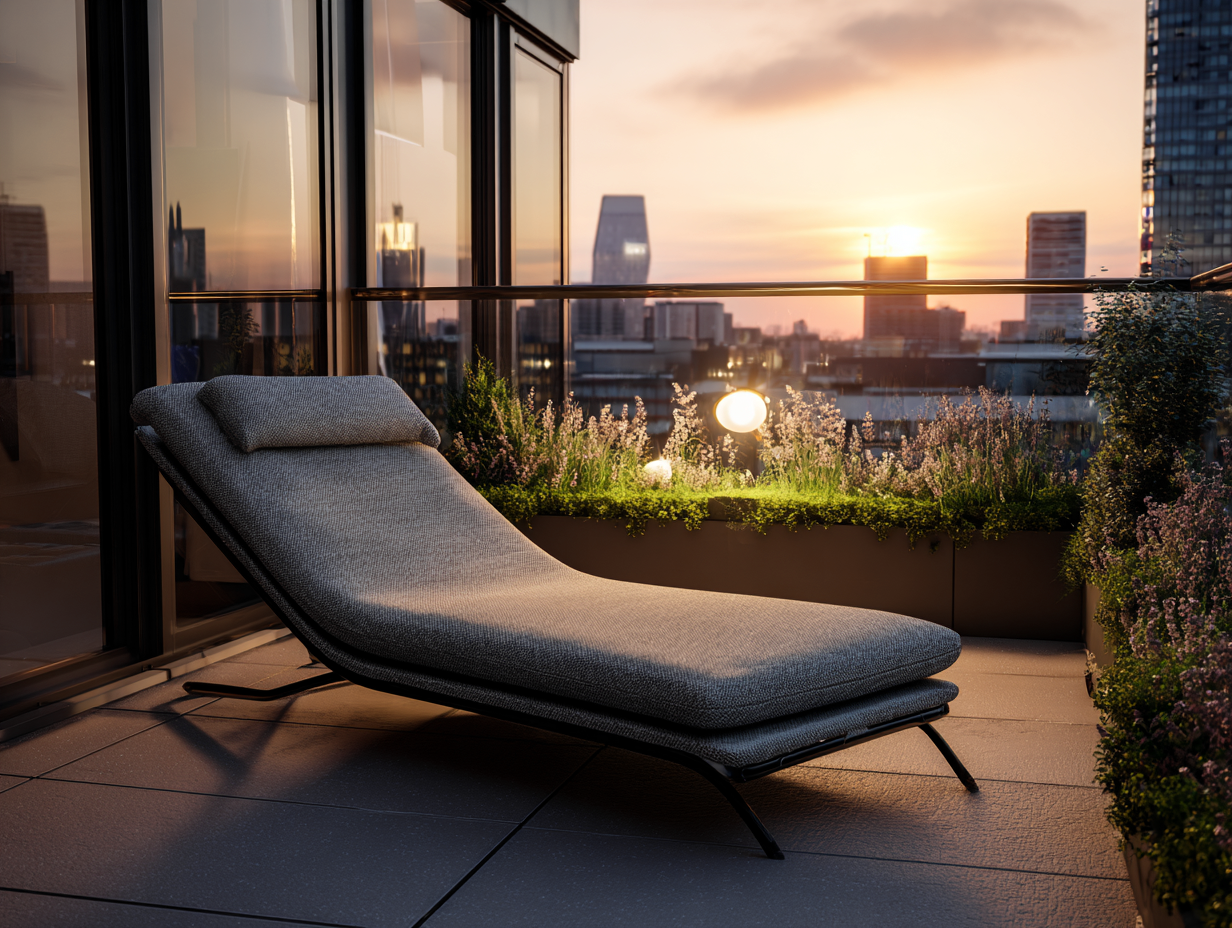 Chaise longue - métal-tissu - 176x70x74 cm - gris foncé - design urbain contemporain-Sofagopad