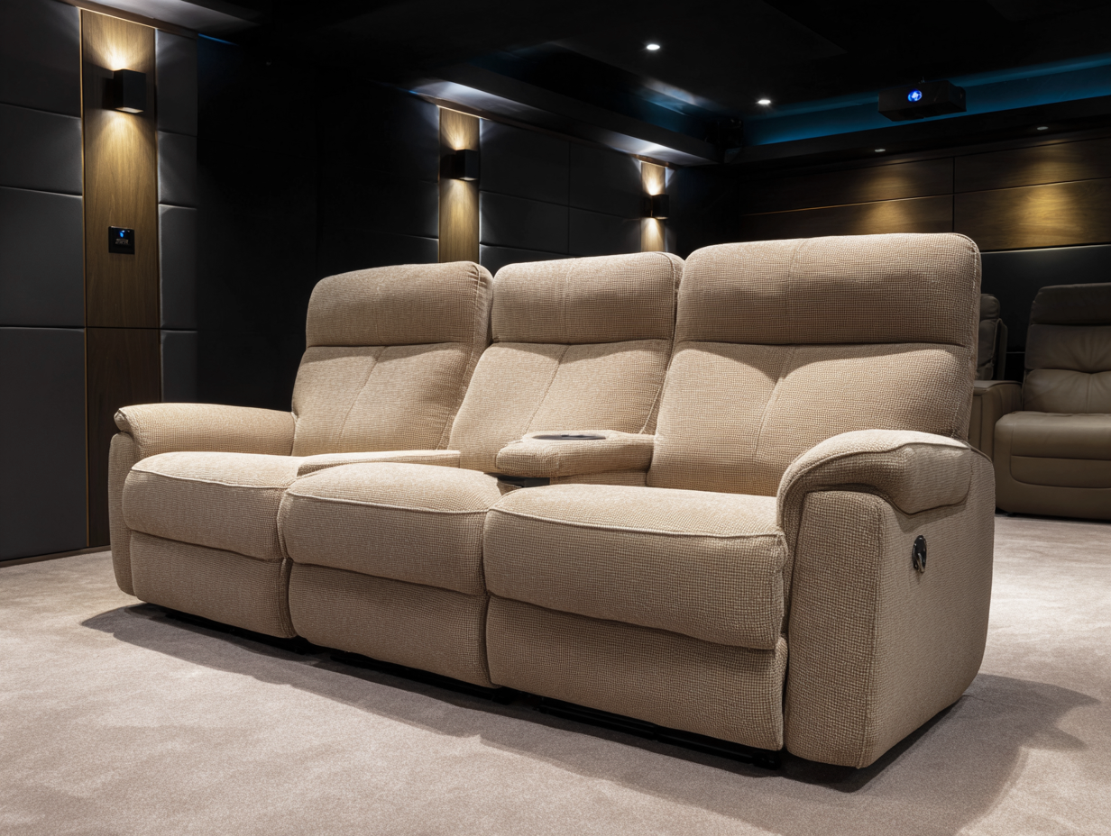 Canapé relax - tissu - 212x99x104 cm - Beige - style cinéma-Sofagopad