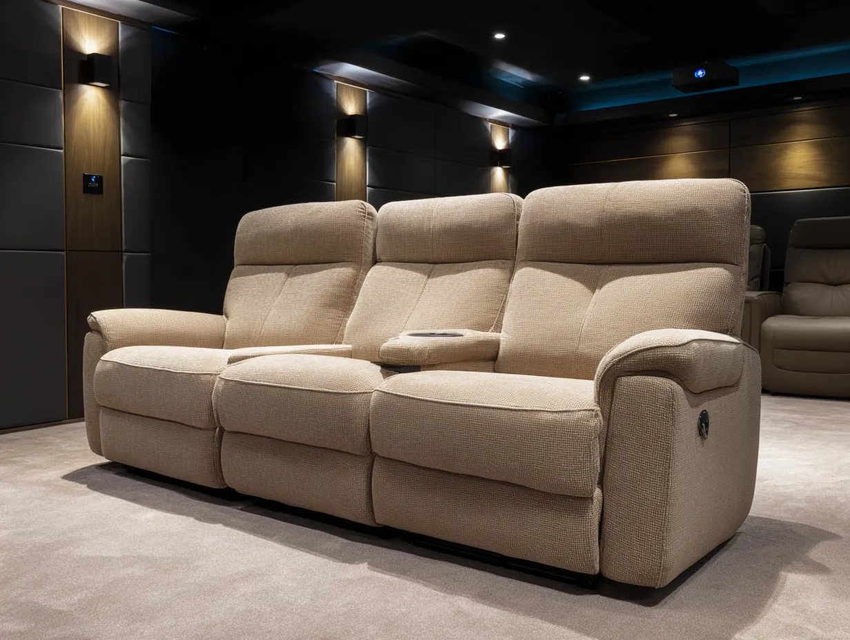 Canapé relax - tissu - 212x99x104 cm - Beige - style cinéma-Sofagopad