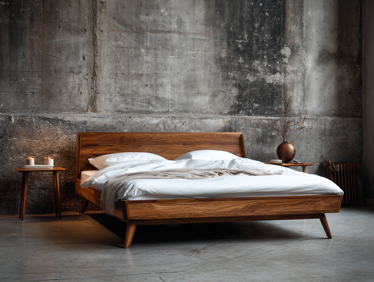 Lit double-cadre de lit-bois massif-208x168x90 cm-marron chaud-style industriel-Sofagopad