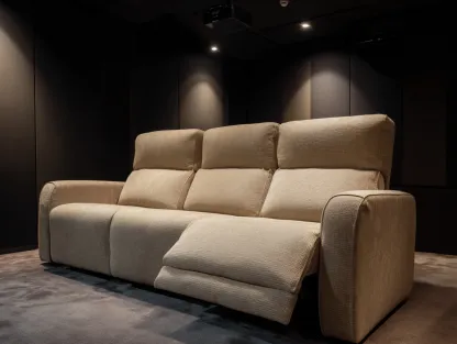 Canapé relax - tissu - 210x100x104 cm - Beige - style cinéma-Sofagopad