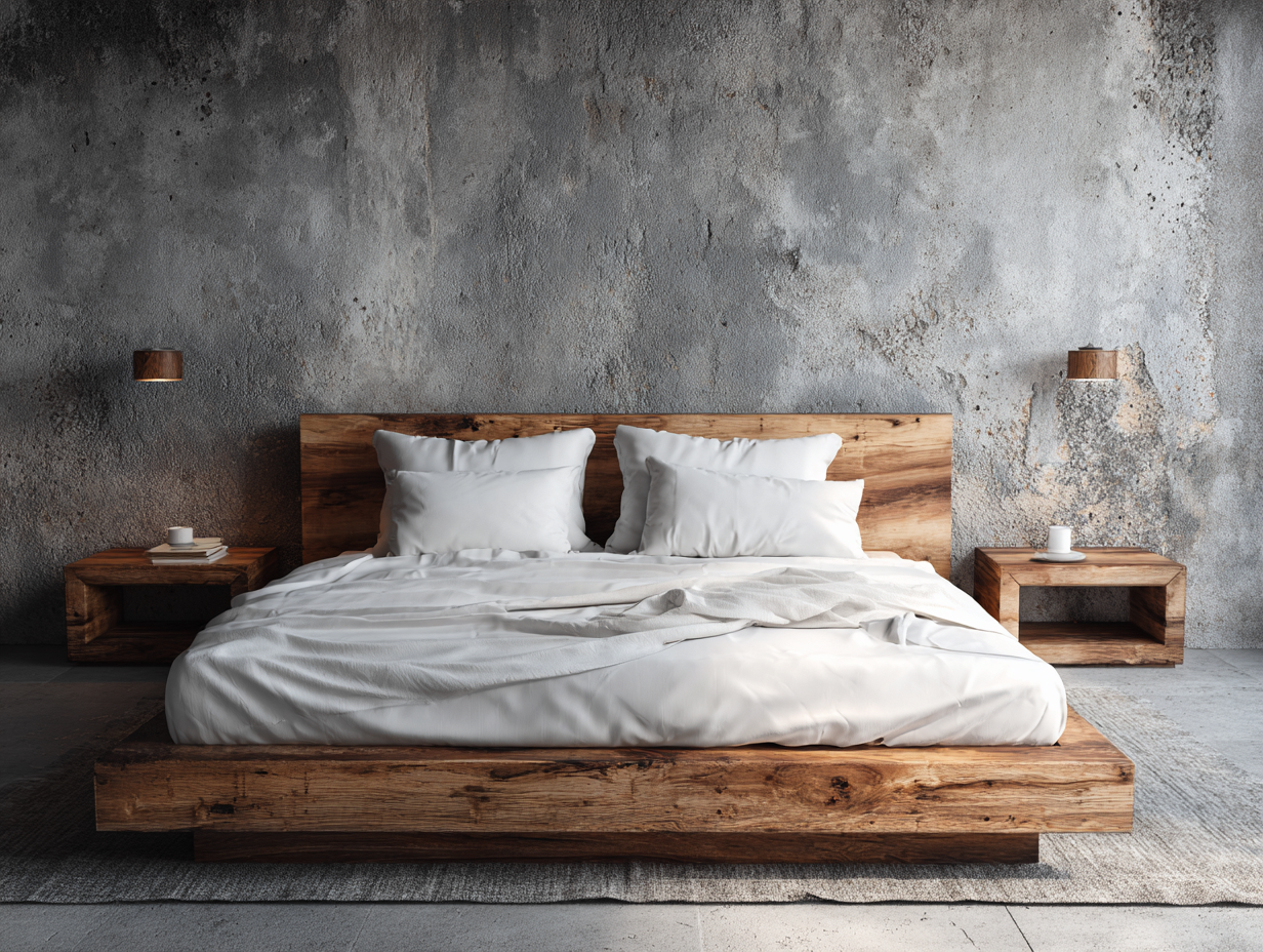 Lit double-cadre de lit-bois massif-210x170x92 cm-marron naturel-style contemporain-Sofagopad