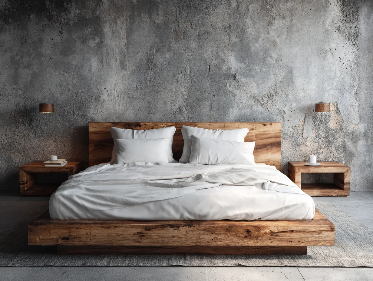 Lit double-cadre de lit-bois massif-210x170x92 cm-marron naturel-style contemporain-Sofagopad