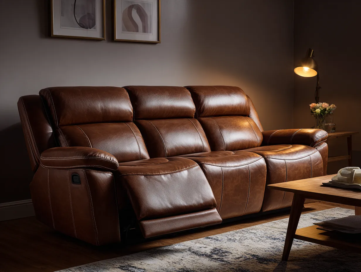 Canapé relax - cuir synthétique - 214x102x105 cm - Marron - style classique-Sofagopad