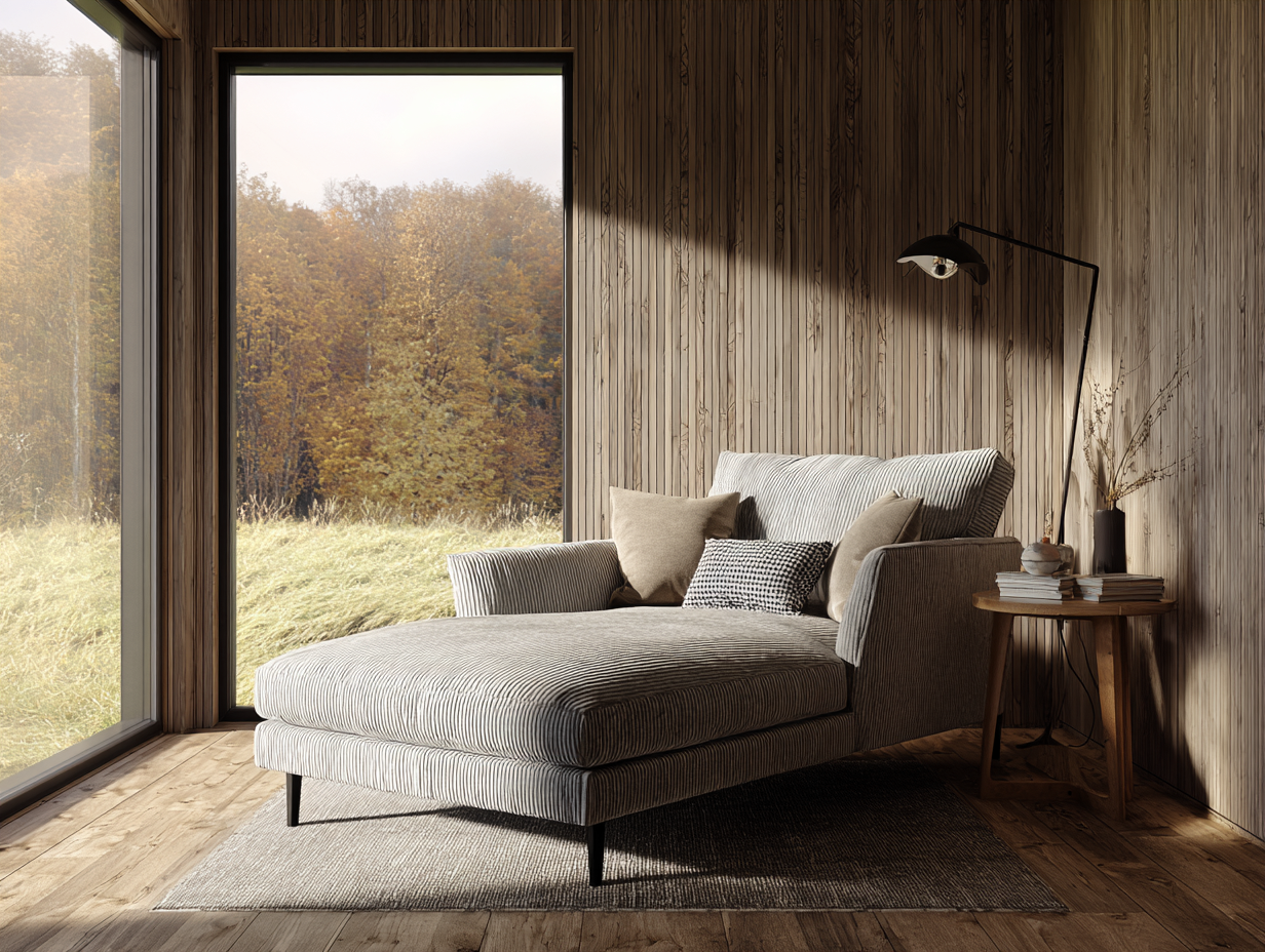 Chaise longue - tissu - 172x82x74 cm - gris clair - style contemporain naturel-Sofagopad