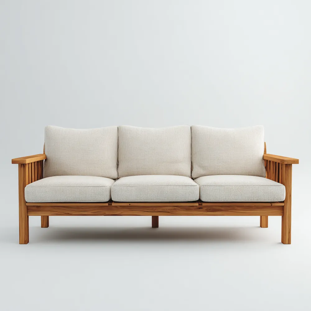 Canapé 3 places 200x85x75 cm - Bois massif et Beige-Casaivora