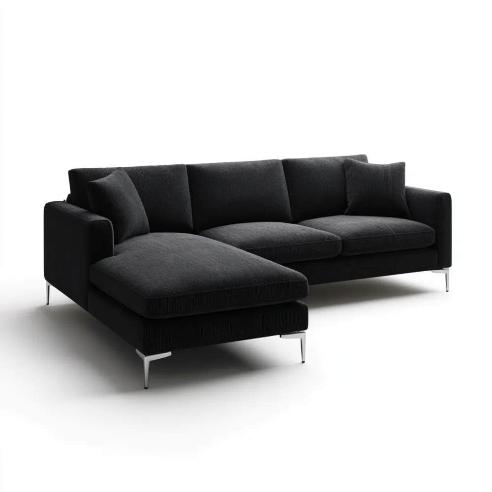 Canapé d'angle tissu 280x160x85 cm - Noir - Design Moderne-Casaivora