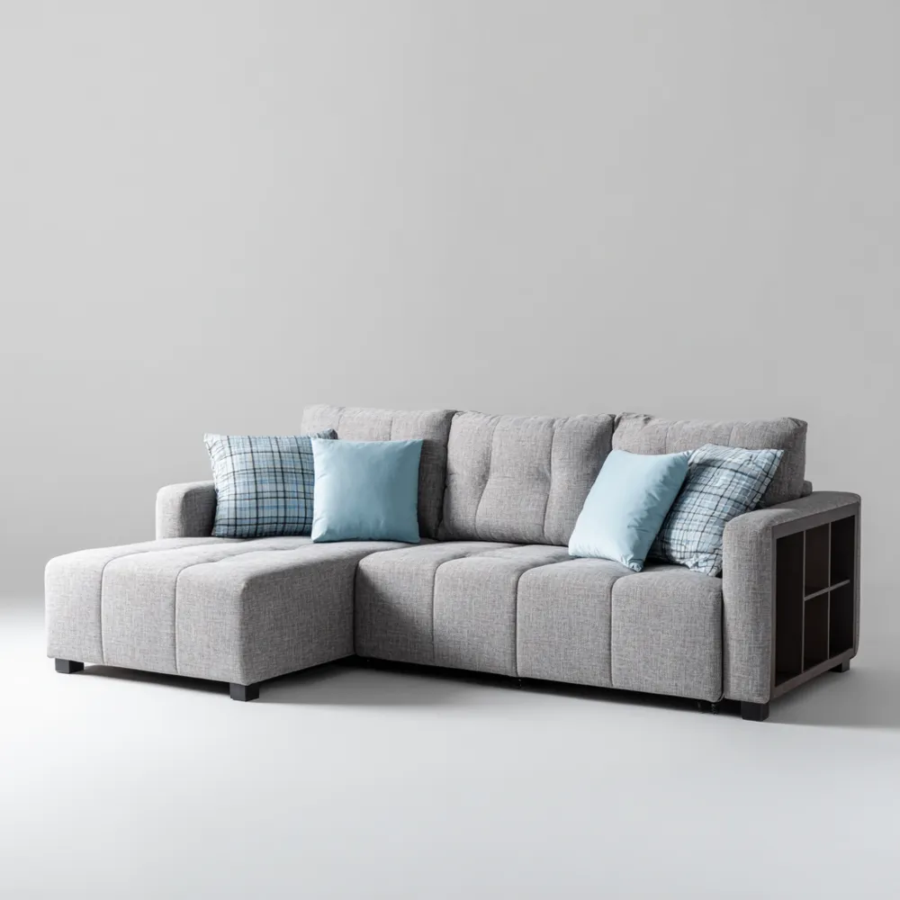 Canapé d'angle tissu 250x160x85 cm - Gris Clair - Design Contemporain-Casaivora