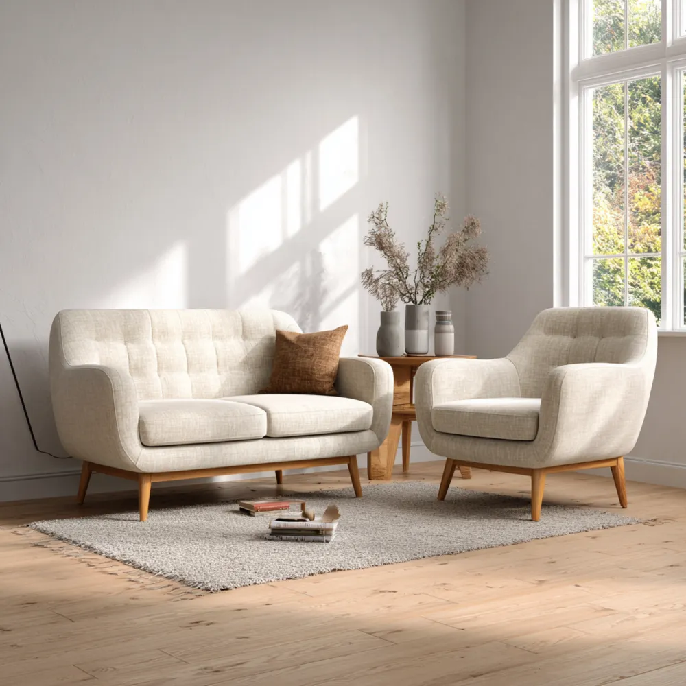 Ensemble de canapés Tissu 150x80x85 cm, Fauteuil 90x80x85 cm – Beige – Design moderne-Casaivora