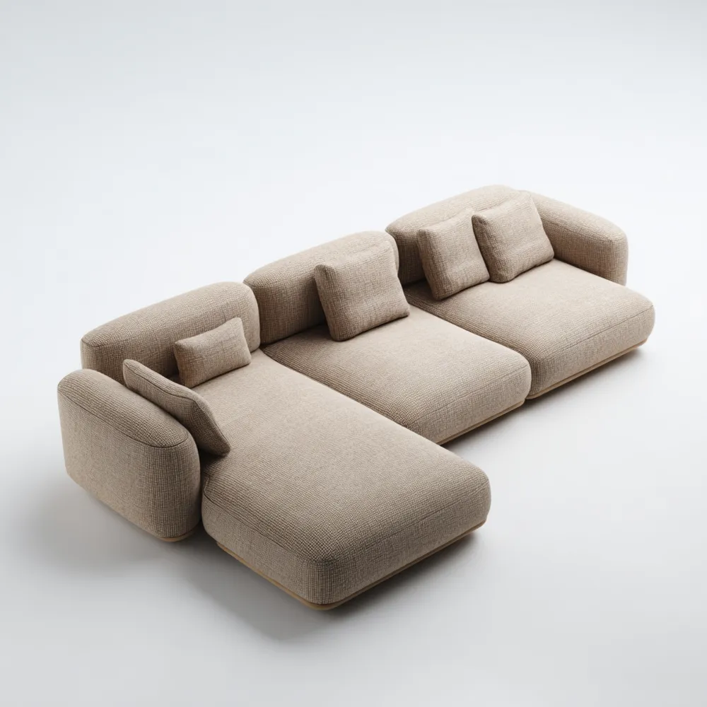 Canapé d'angle tissu 300x150x80 cm – Beige – Design Contemporain-Casaivora