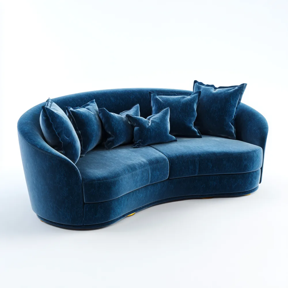 Canapé 2 places velours 190x85x75 cm – Bleu – Design Moderne-Casaivora