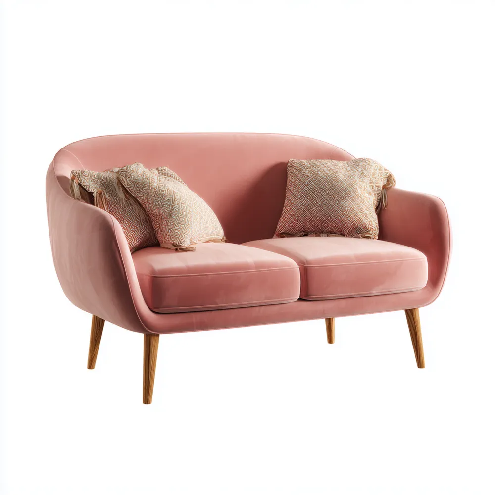 Canapé 2 places Velours Rose 150x80x85 cm Design Moderne-Casaivora