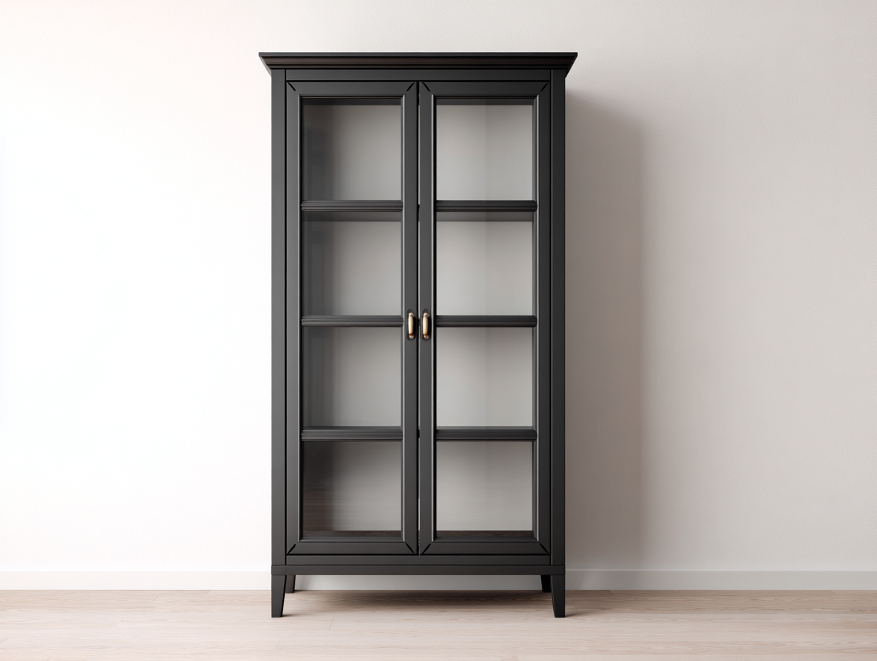 Vitrine - bois-verre - 78x38x172 cm - Noir - contemporain-Oakmyhaus