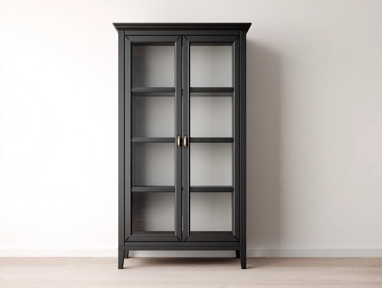 Vitrine - bois-verre - 78x38x172 cm - Noir - contemporain-Oakmyhaus