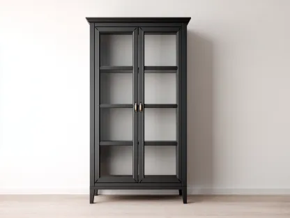 Vitrine - bois-verre - 78x38x172 cm - Noir - contemporain-Oakmyhaus