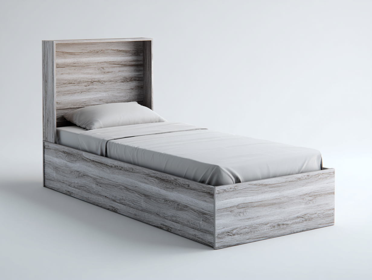 Lit simple-bois-200x90x100 cm-bois gris-style contemporain-Oakmyhaus