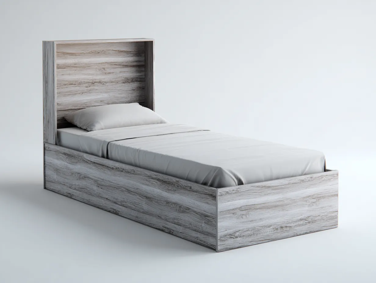 Lit simple-bois-200x90x100 cm-bois gris-style contemporain-Oakmyhaus