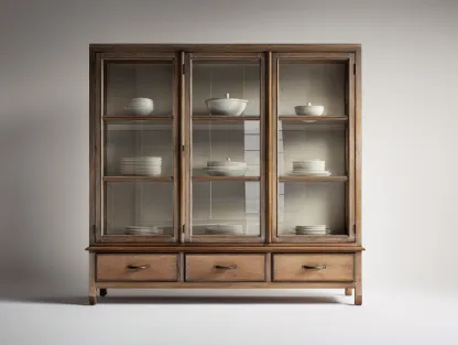 Vitrine - bois-verre - 165x45x205 cm - Bois naturel - style rustique chaleureux-Oakmyhaus