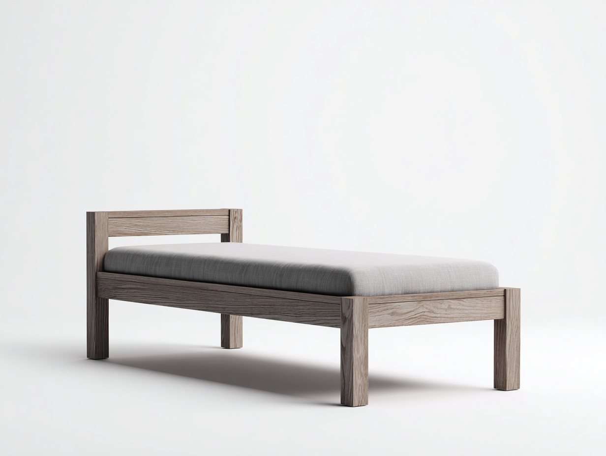 Lit simple-bois massif-200x90x40 cm-bois naturel-style minimaliste-Oakmyhaus