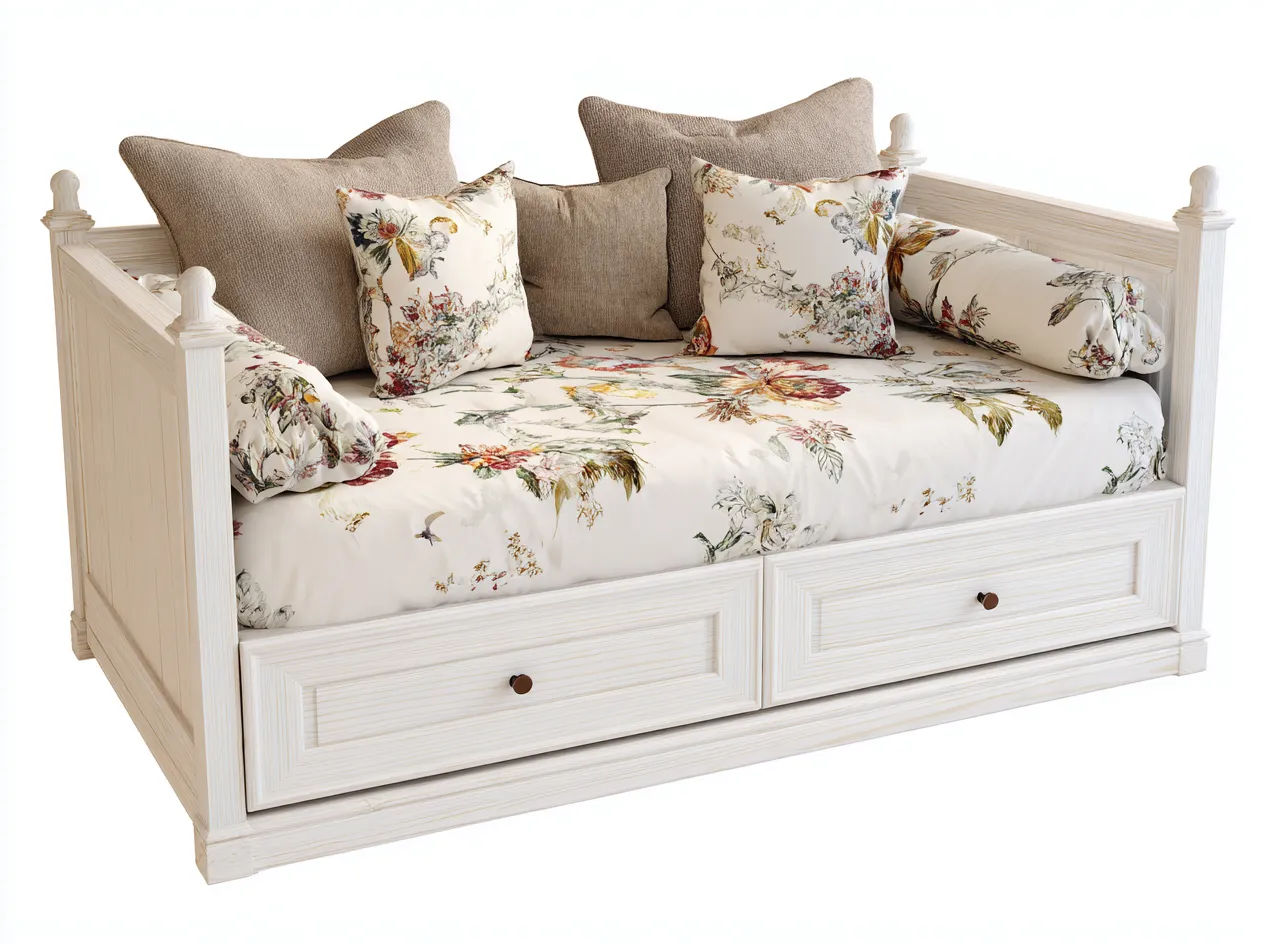 Canapé lit - Bois - 208x98x86 cm - Blanc - Style classique-Oakmyhaus