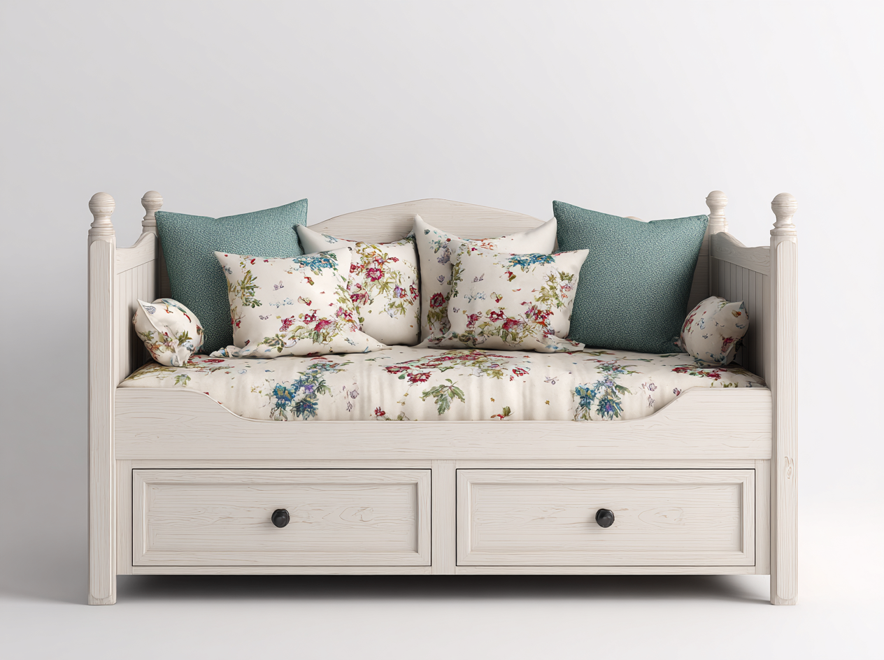 Canapé lit - Bois - 205x95x85 cm - Blanc - Style classique-Oakmyhaus