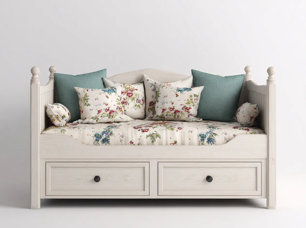 Canapé lit - Bois - 205x95x85 cm - Blanc - Style classique-Oakmyhaus