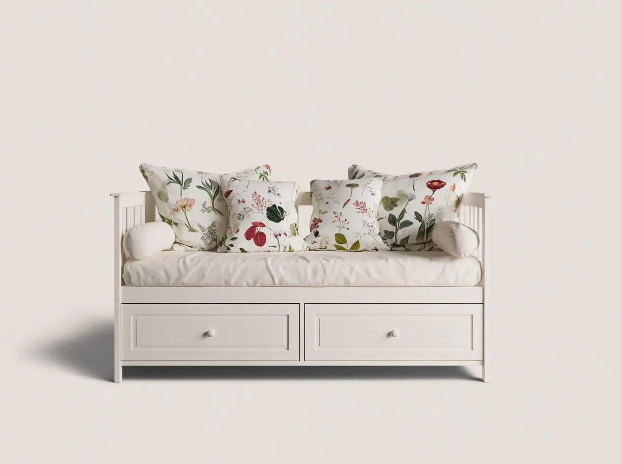 Canapé lit - Bois - 200x95x82 cm - Blanc - Style classique-Oakmyhaus