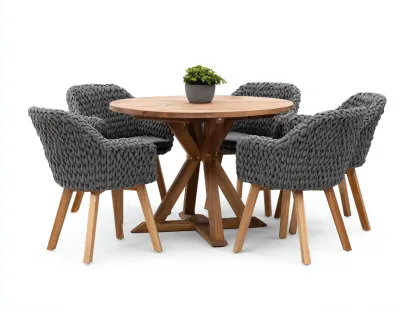 Set da pranzo da esterno-legno-corda-120x120x75 cm-grigio-marrone-design moderno-Pinemyshop