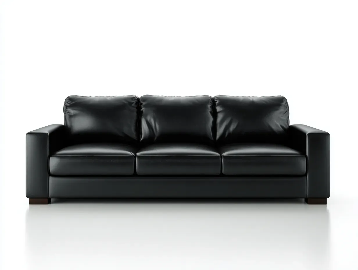 Divano a 3 posti - Pelle sintetica - 210x90x85 cm - Nero - Stile moderno-Pinemyshop