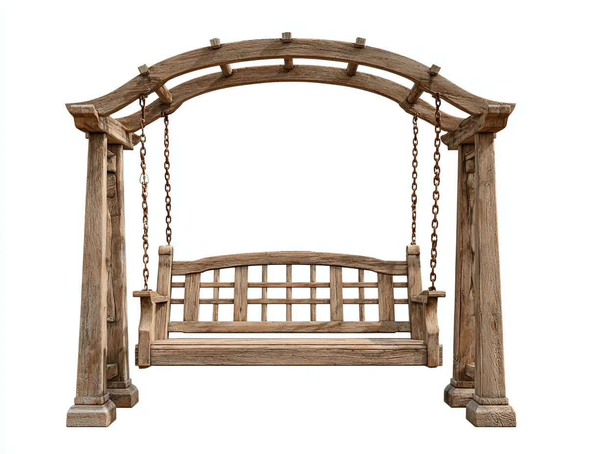 Dondolo da giardino-legno-190x125x200 cm-Marrone-stile rustico-Pinemyshop