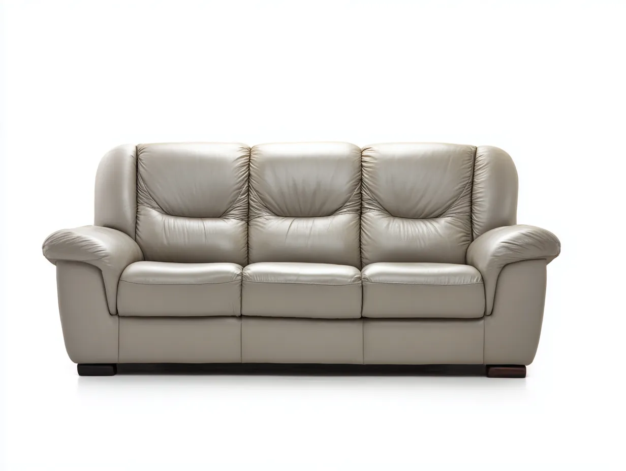 Divano a 3 posti - Pelle sintetica - 215x95x90 cm - Beige - Stile classico-Pinemyshop