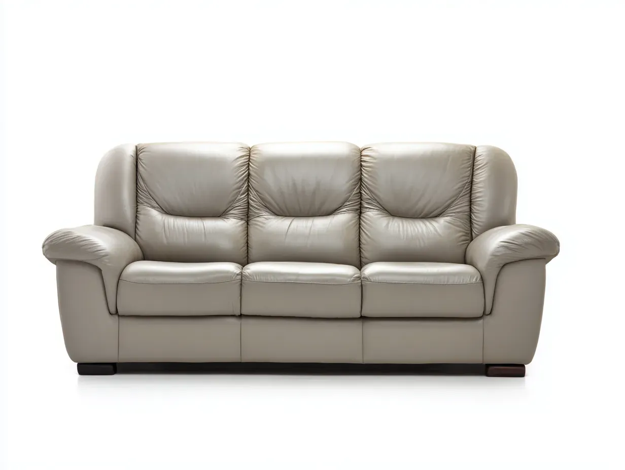 Divano a 3 posti - Pelle sintetica - 215x95x90 cm - Beige - Stile classico-Pinemyshop