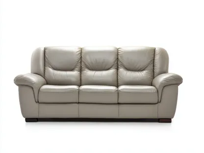 Divano a 3 posti - Pelle sintetica - 215x95x90 cm - Beige - Stile classico-Pinemyshop