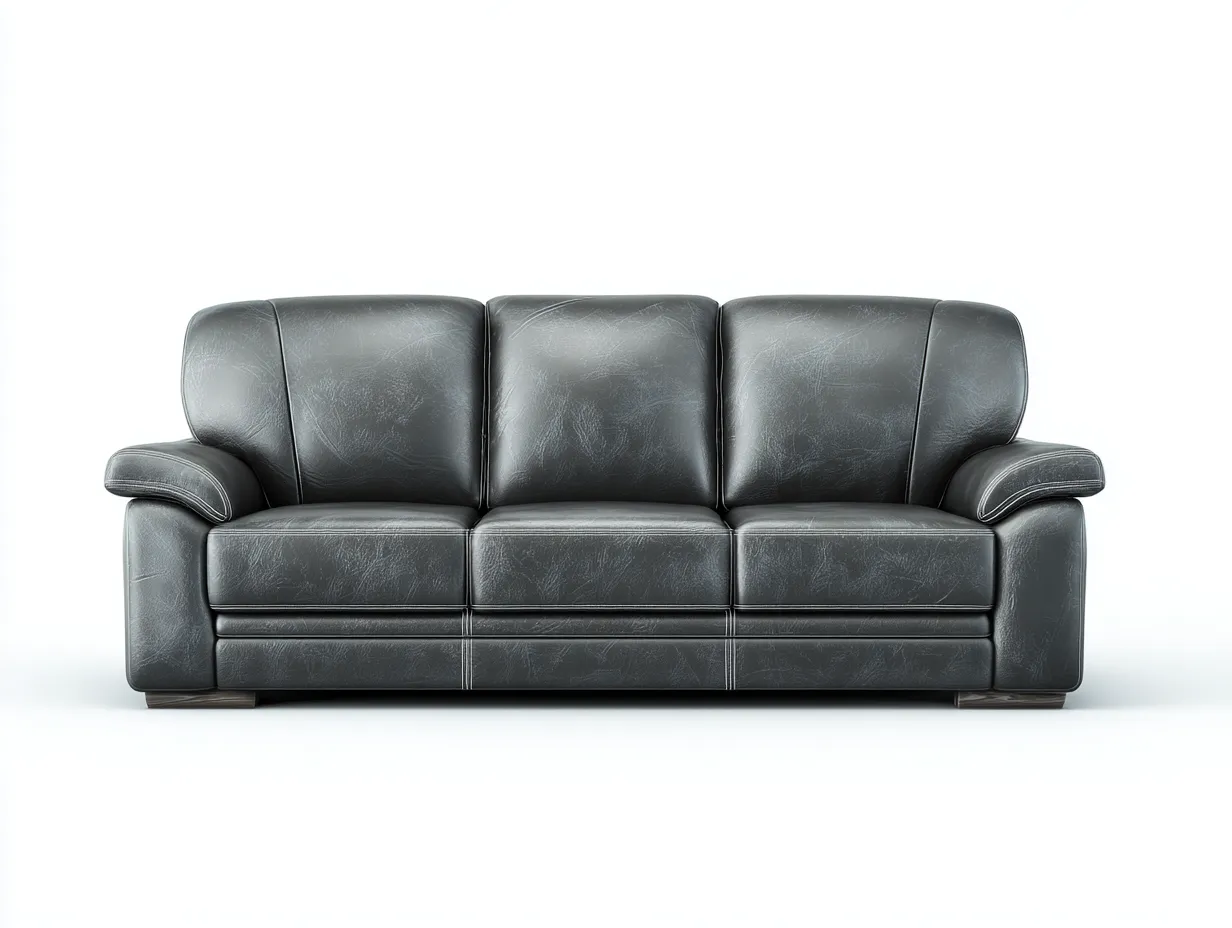 Divano a 3 posti - Pelle sintetica - 205x92x88 cm - Grigio - Stile contemporaneo-Pinemyshop