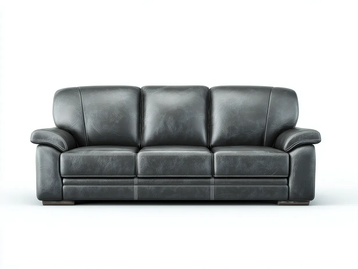 Divano a 3 posti - Pelle sintetica - 205x92x88 cm - Grigio - Stile contemporaneo-Pinemyshop