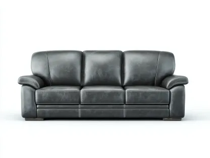 Divano a 3 posti - Pelle sintetica - 205x92x88 cm - Grigio - Stile contemporaneo-Pinemyshop