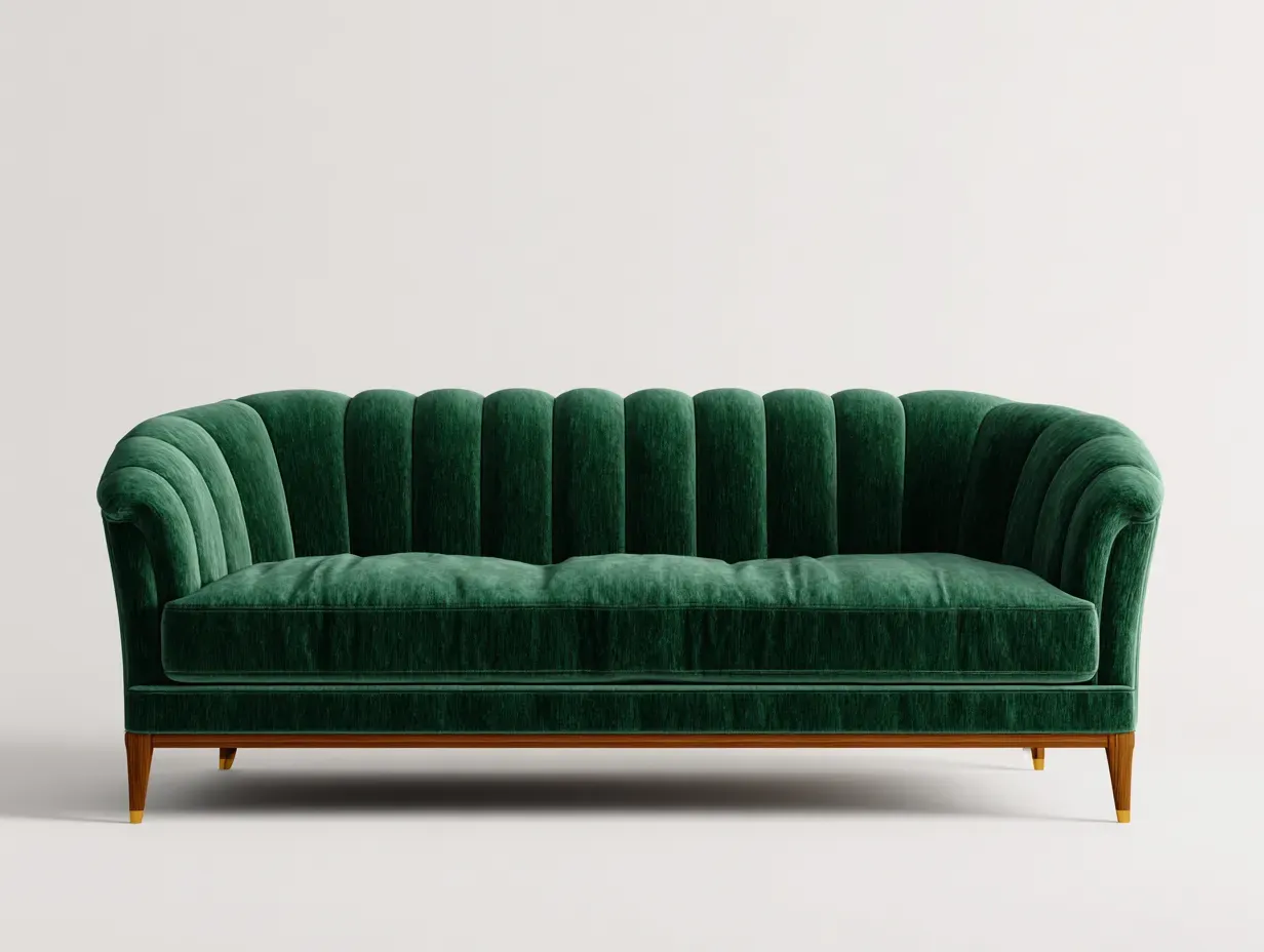 Divano a 3 posti - Velluto - 220x90x85 cm - Verde - Stile vintage-Pinemyshop