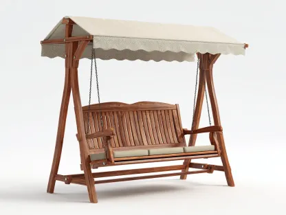 Dondolo da giardino-legno-tessuto-185x125x180 cm-Marrone-Beige-stile naturale-Pinemyshop