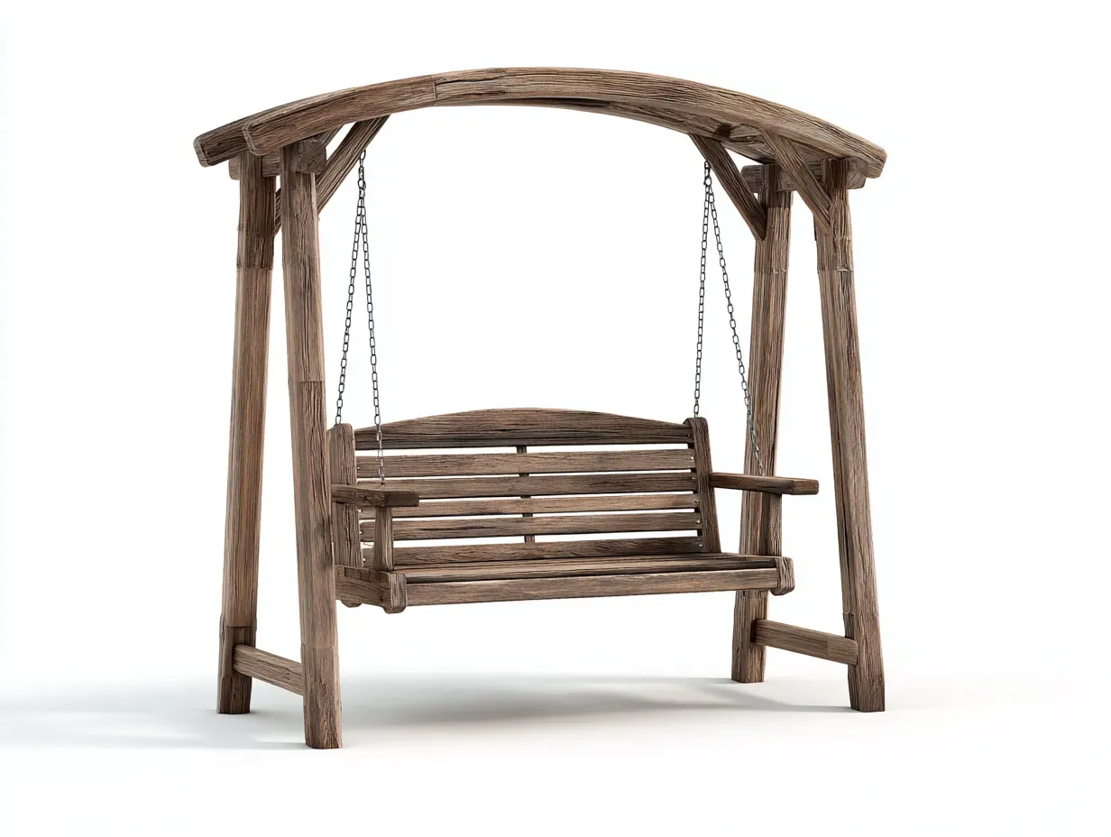 Dondolo da giardino-legno-175x115x185 cm-Marrone-stile rustico-Pinemyshop